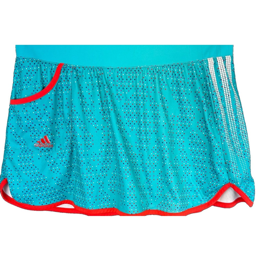 Adidas Response climalite Skort Size Medium green w/red trim and polka dots